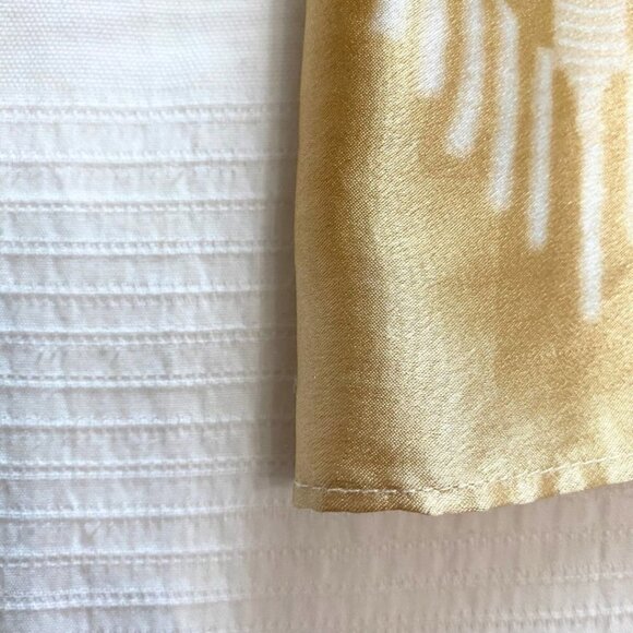 OSCAR DE LA RENTA CREAM GOLD PRINT SPAGHETTI SLEEVES SATIN MAXI SLIP SLEEPWEAR - Picture 8 of 8